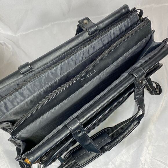 Solo New York Black Leather Laptop Bag Briefcase 15.5" Computer MacBook Strap - Picture 10 of 16